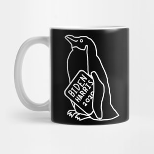 Whiteline Penguin with Biden Harris Sign Mug